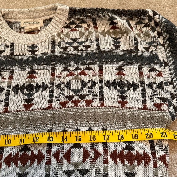 St. John’s Bay Knit Geometric Sweater 90s Y2K Grey Men’s  Medium Tall Vintage - Picture 4 of 9